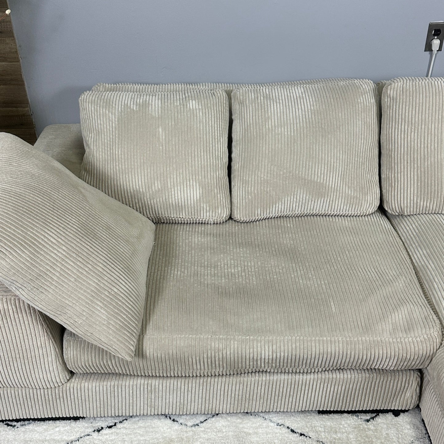 2-Piece Beige Corduroy Sectional