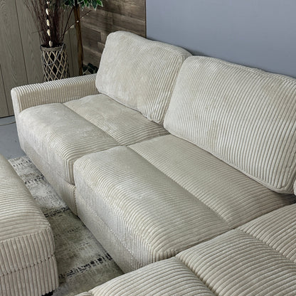 Beige 4-Piece Cordova Corduroy Sectional