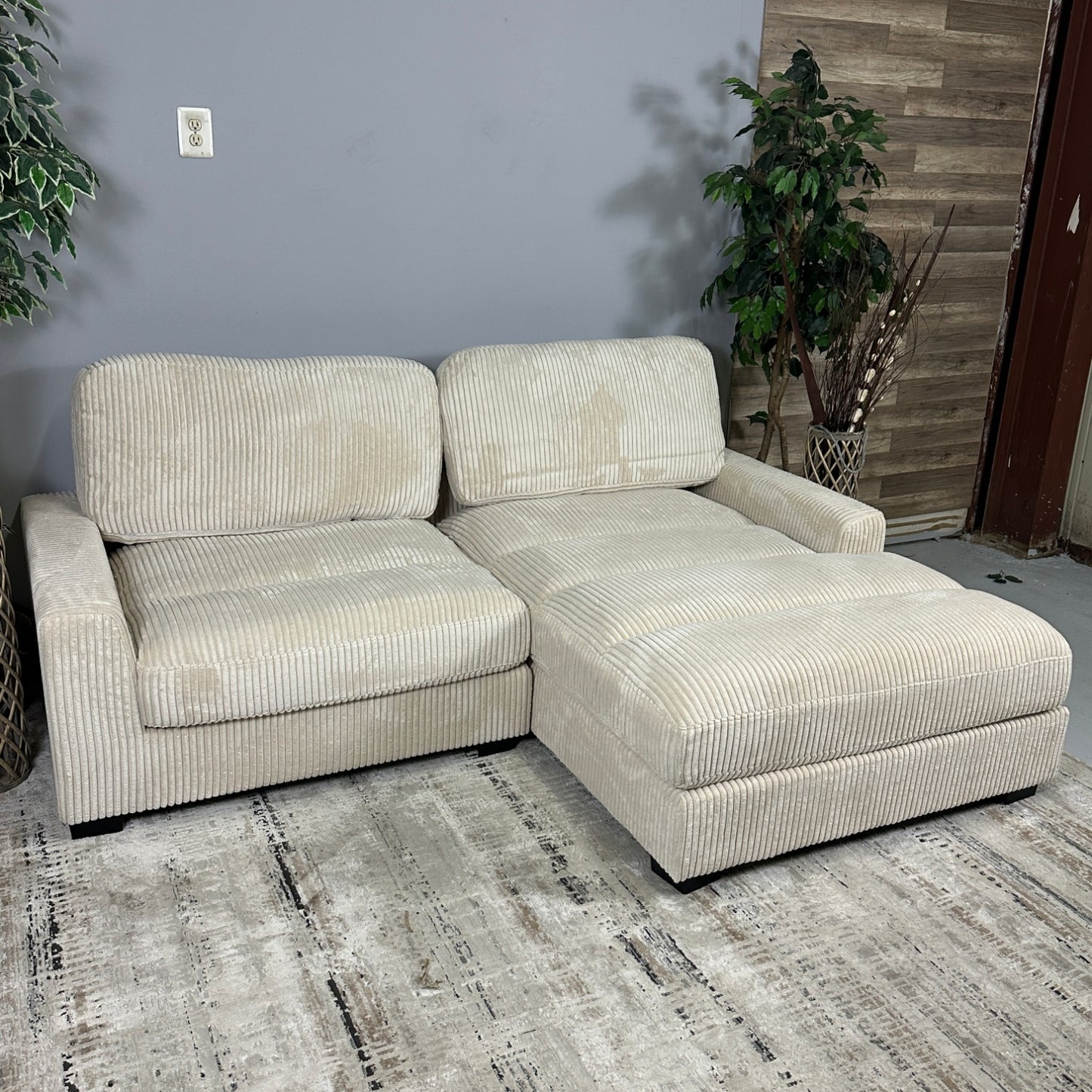 Beige 2-Piece Cordova Corduroy Sectional