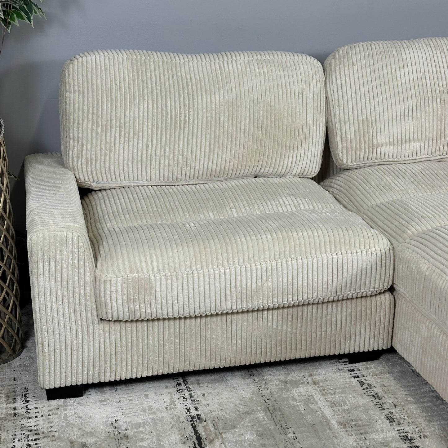 Beige 2-Piece Cordova Corduroy Sectional