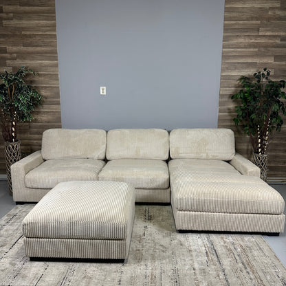 Beige 4-Piece Cordova Corduroy Sectional