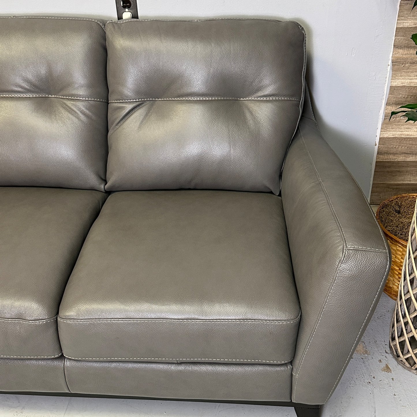 Natuzzi Genuine Leather Grey Sofa