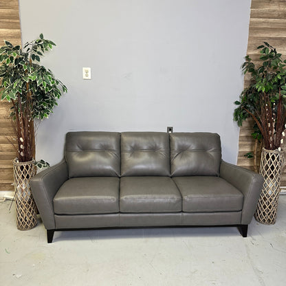 Natuzzi Genuine Leather Grey Sofa