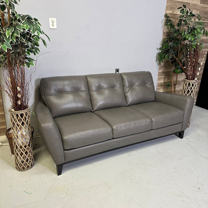 Natuzzi Genuine Leather Grey Sofa