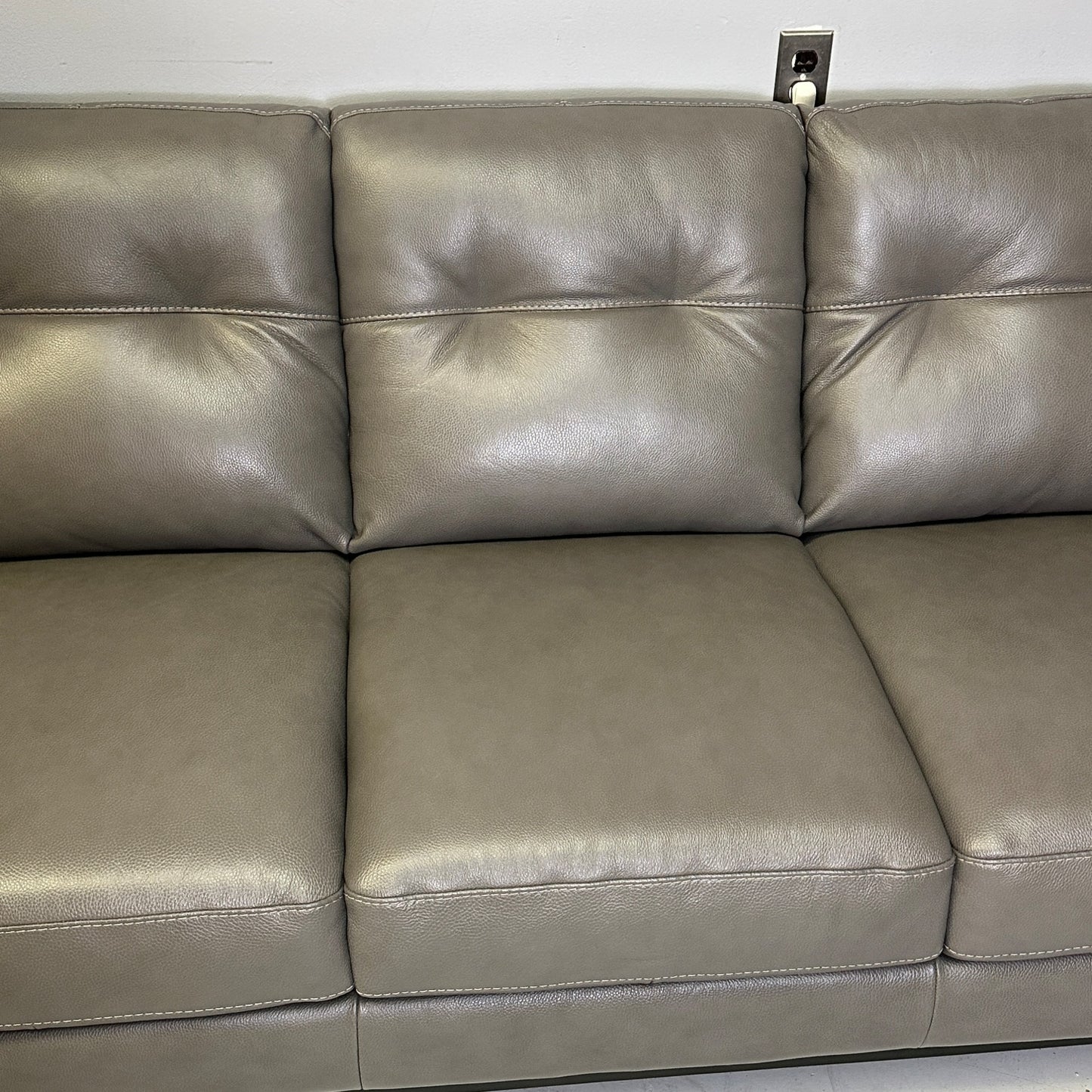 Natuzzi Genuine Leather Grey Sofa