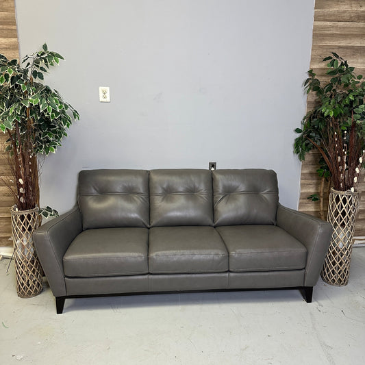 Natuzzi Genuine Leather Grey Sofa