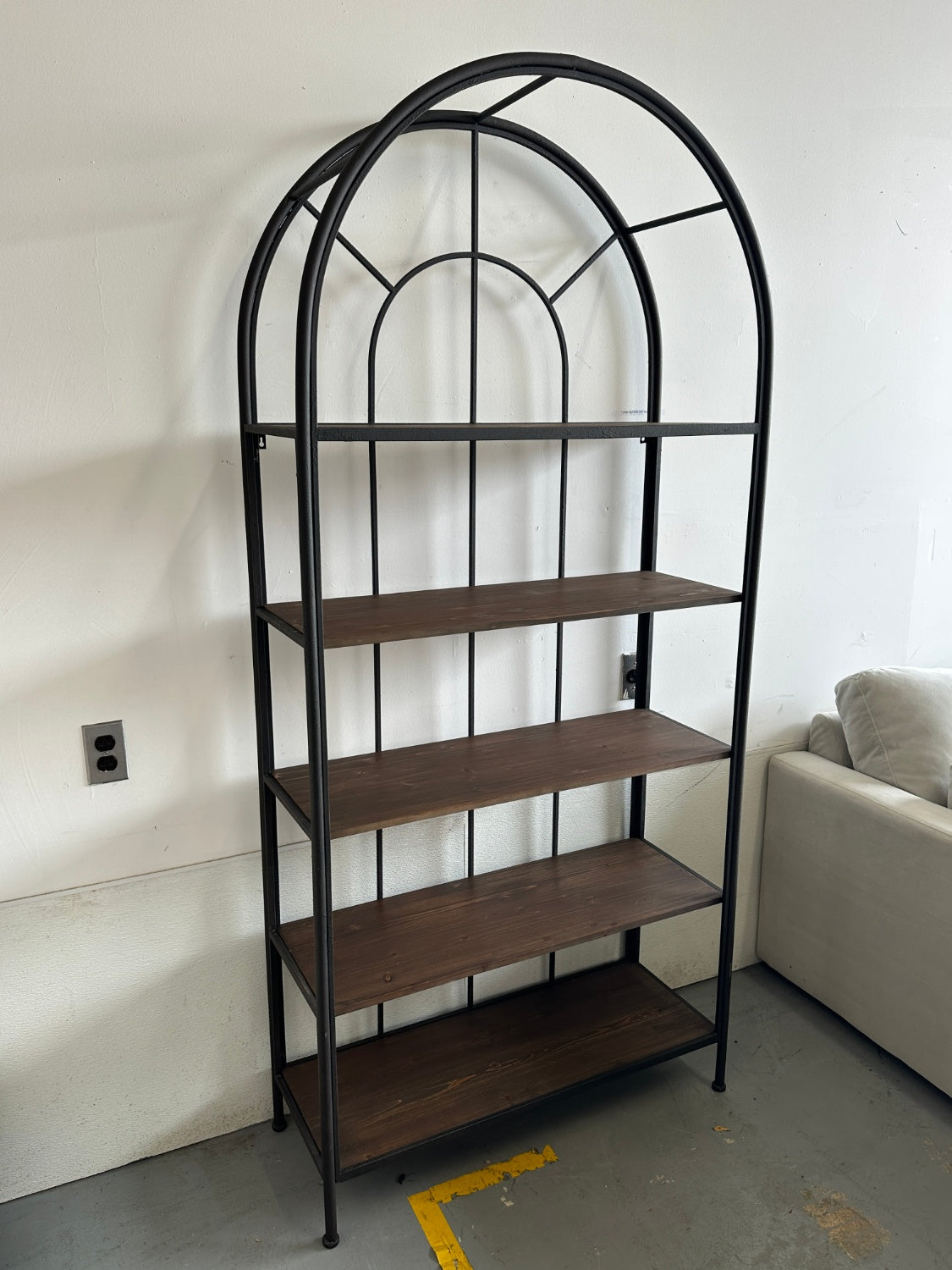 Havenly Metal Framed Bookshelf with 5 Wood Shelves