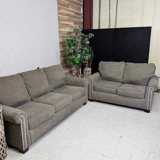 Grey 3 Seater Sofa & Loveseat