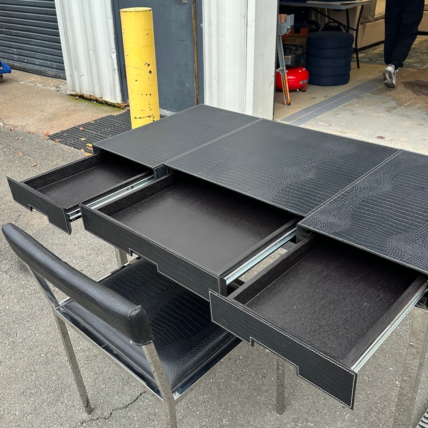 Vintage Embossed Leather Desk + Matching Chair