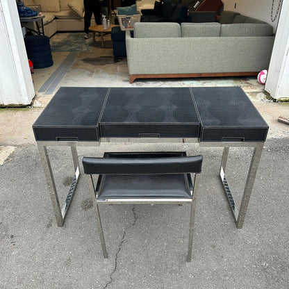 Vintage Embossed Leather Desk + Matching Chair