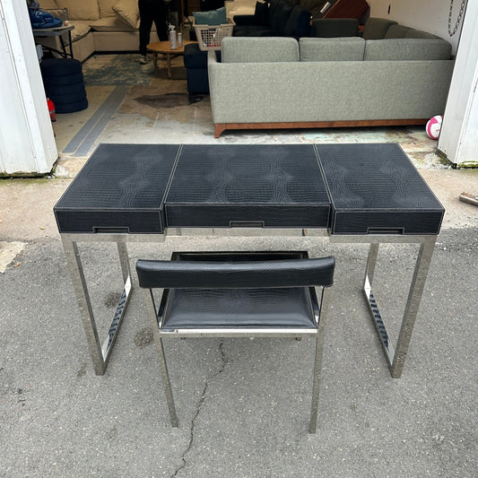 Vintage Embossed Leather Desk + Matching Chair