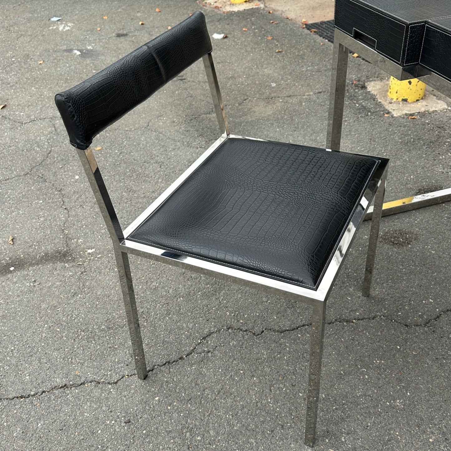 Vintage Embossed Leather Desk + Matching Chair
