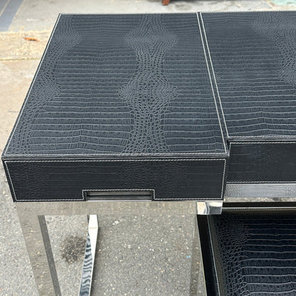 Vintage Embossed Leather Desk + Matching Chair