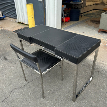 Vintage Embossed Leather Desk + Matching Chair