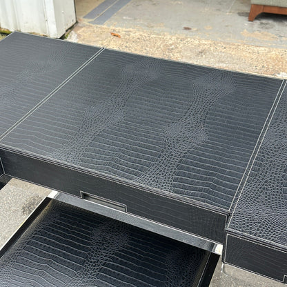 Vintage Embossed Leather Desk + Matching Chair