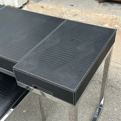 Vintage Embossed Leather Desk + Matching Chair