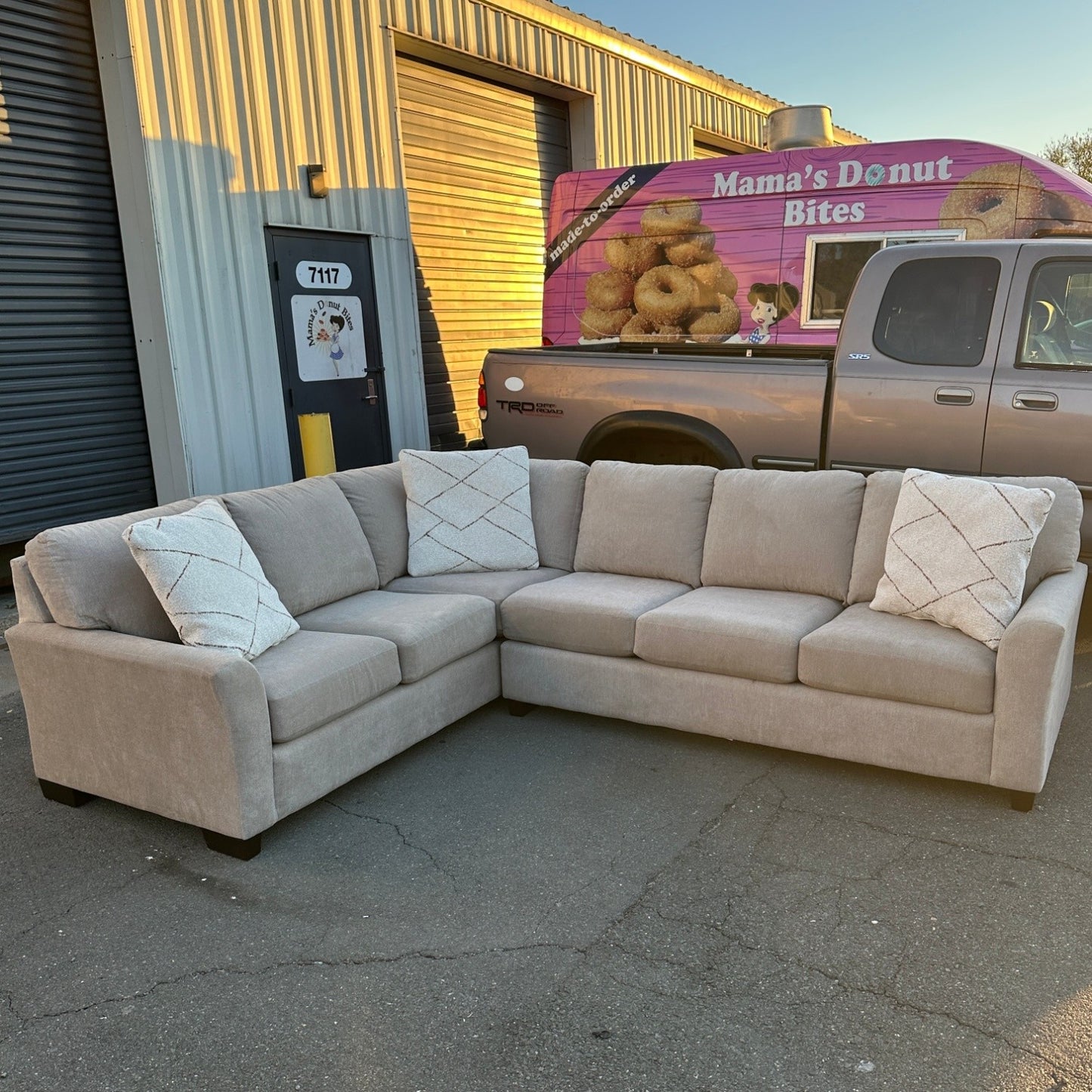 Grey L-Shaped Sectional with Pull-Out Bed