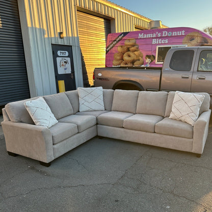 Grey L-Shaped Sectional with Pull-Out Bed