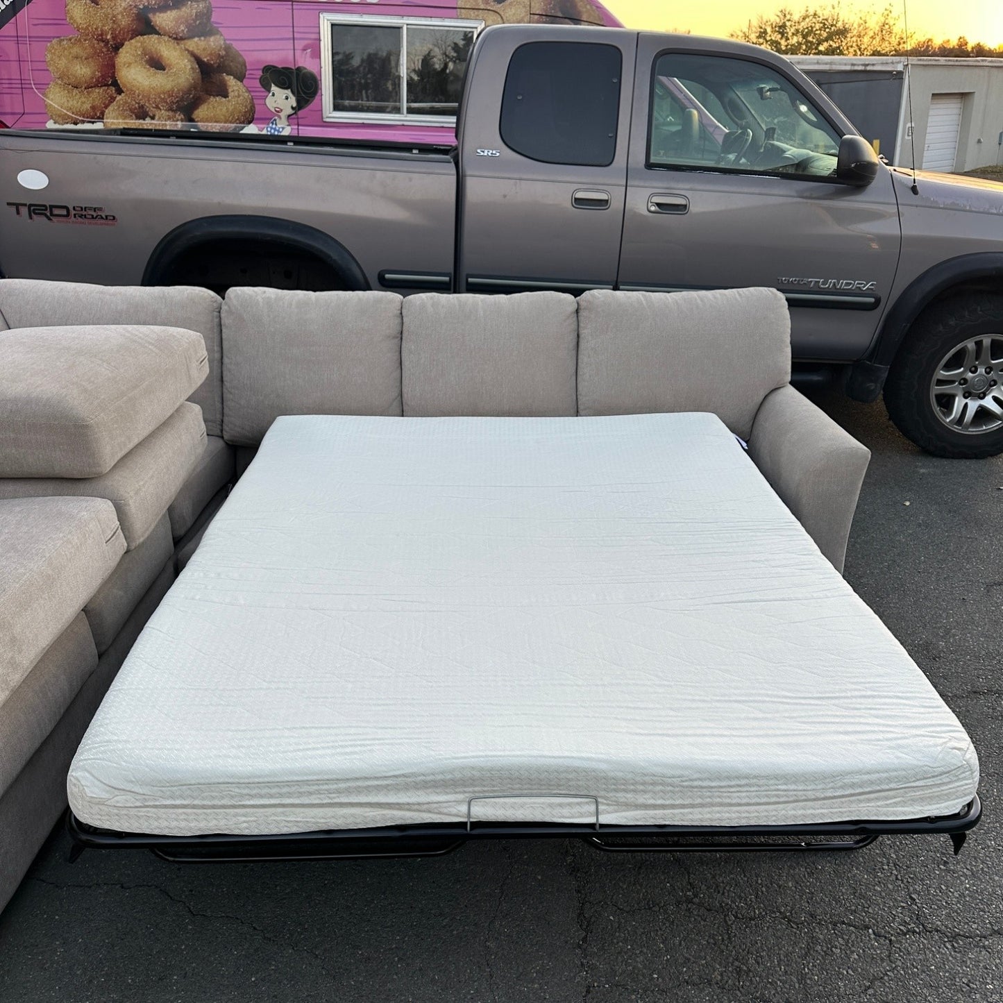 Grey L-Shaped Sectional with Pull-Out Bed
