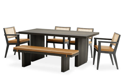 Castlery Sloane Dining Set (Table + Bench + 6 Leather Chairs)