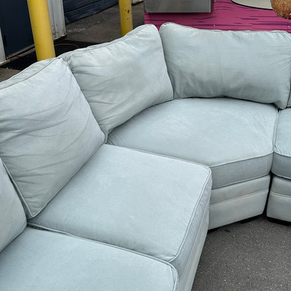 Grey Curved Sectional + Chair