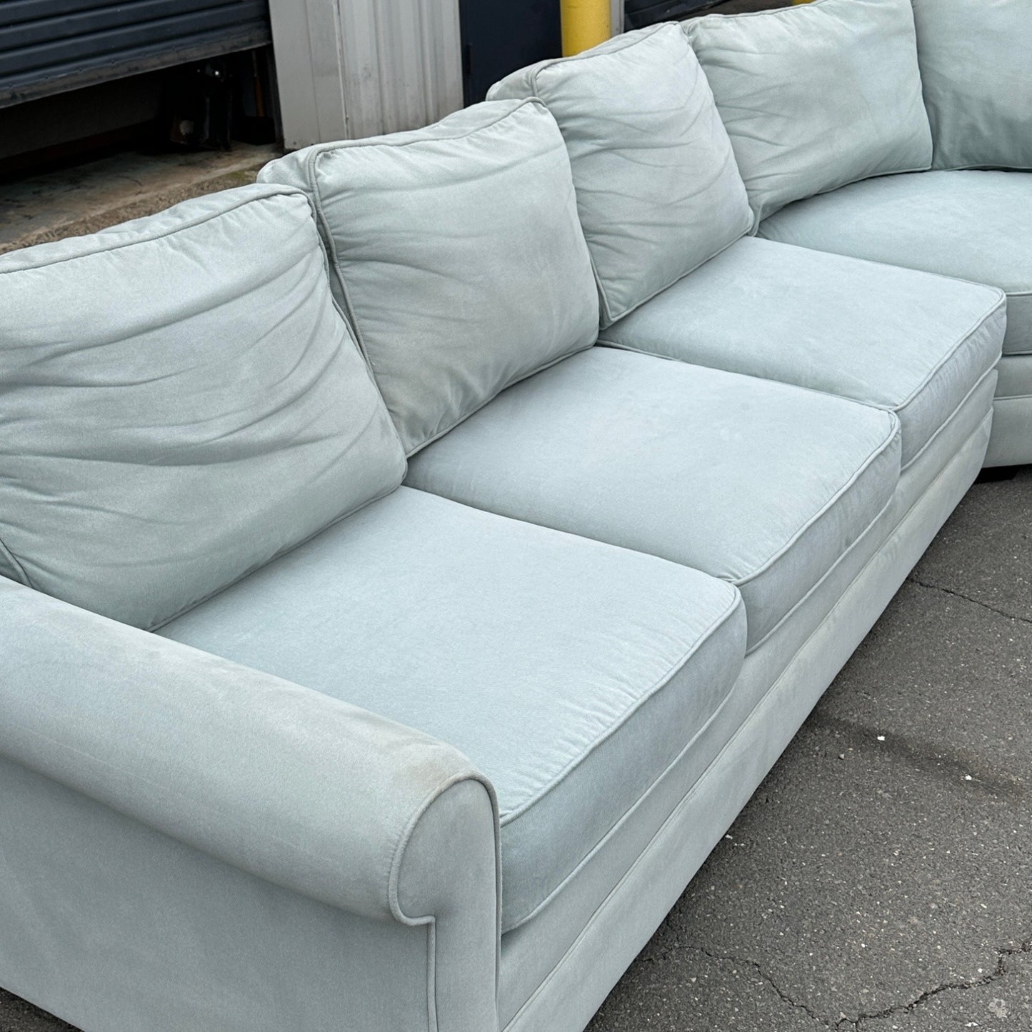 Grey Curved Sectional + Chair