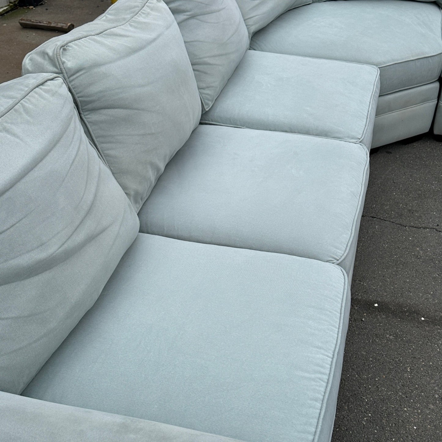 Grey Curved Sectional + Chair