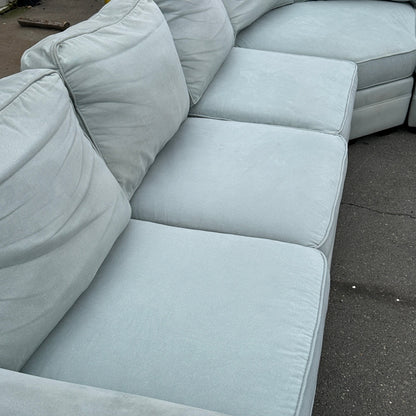 Grey Curved Sectional + Chair