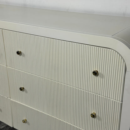 Havenly Curved Modern 6 Drawer White Dresser