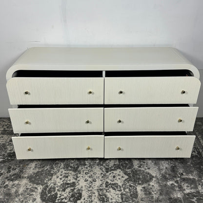 Havenly Curved Modern 6 Drawer White Dresser
