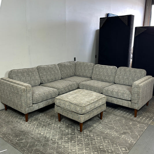 Albany Park Grey Sectional With Ottoman