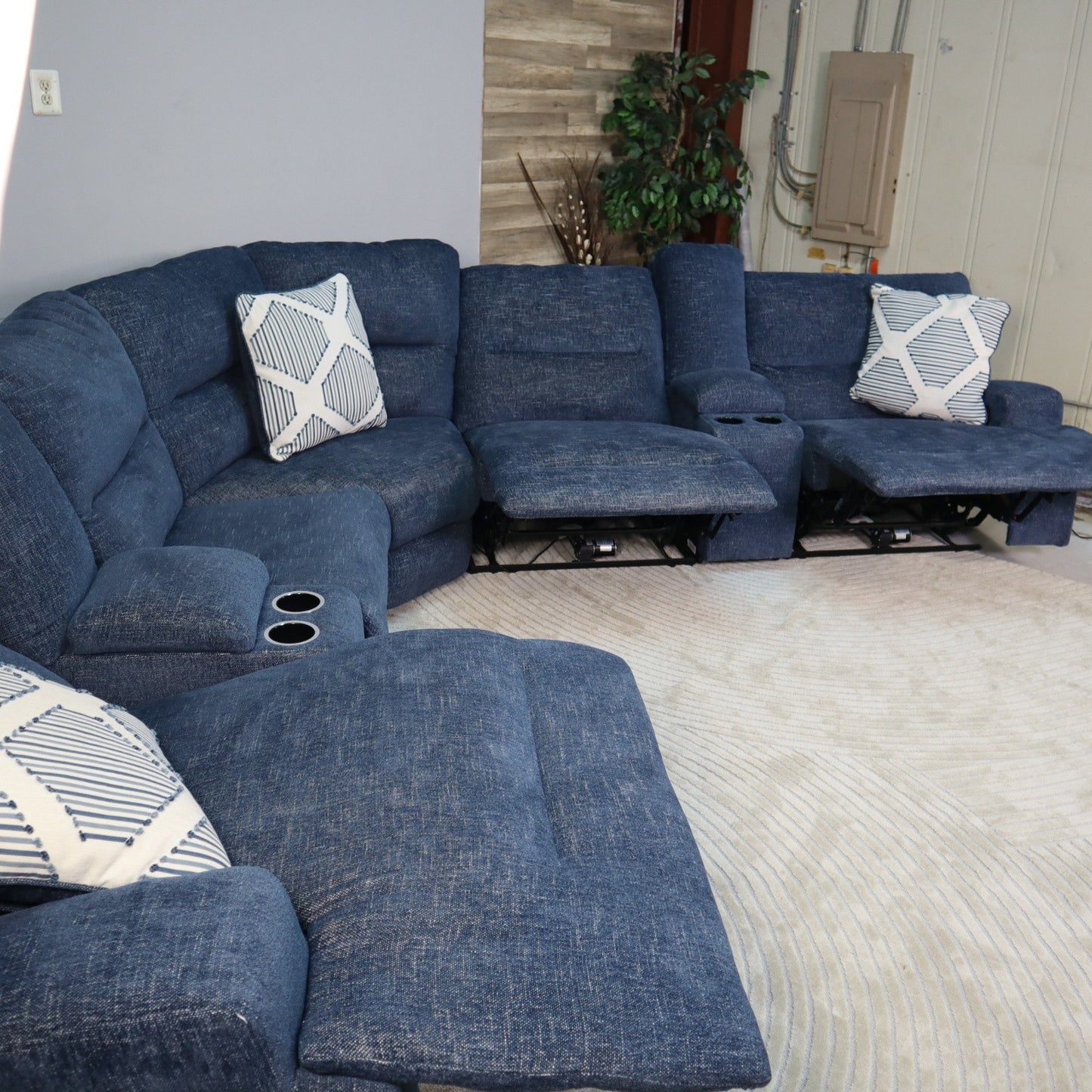 Blue 7-Piece Recliner Sectional From Ashleys