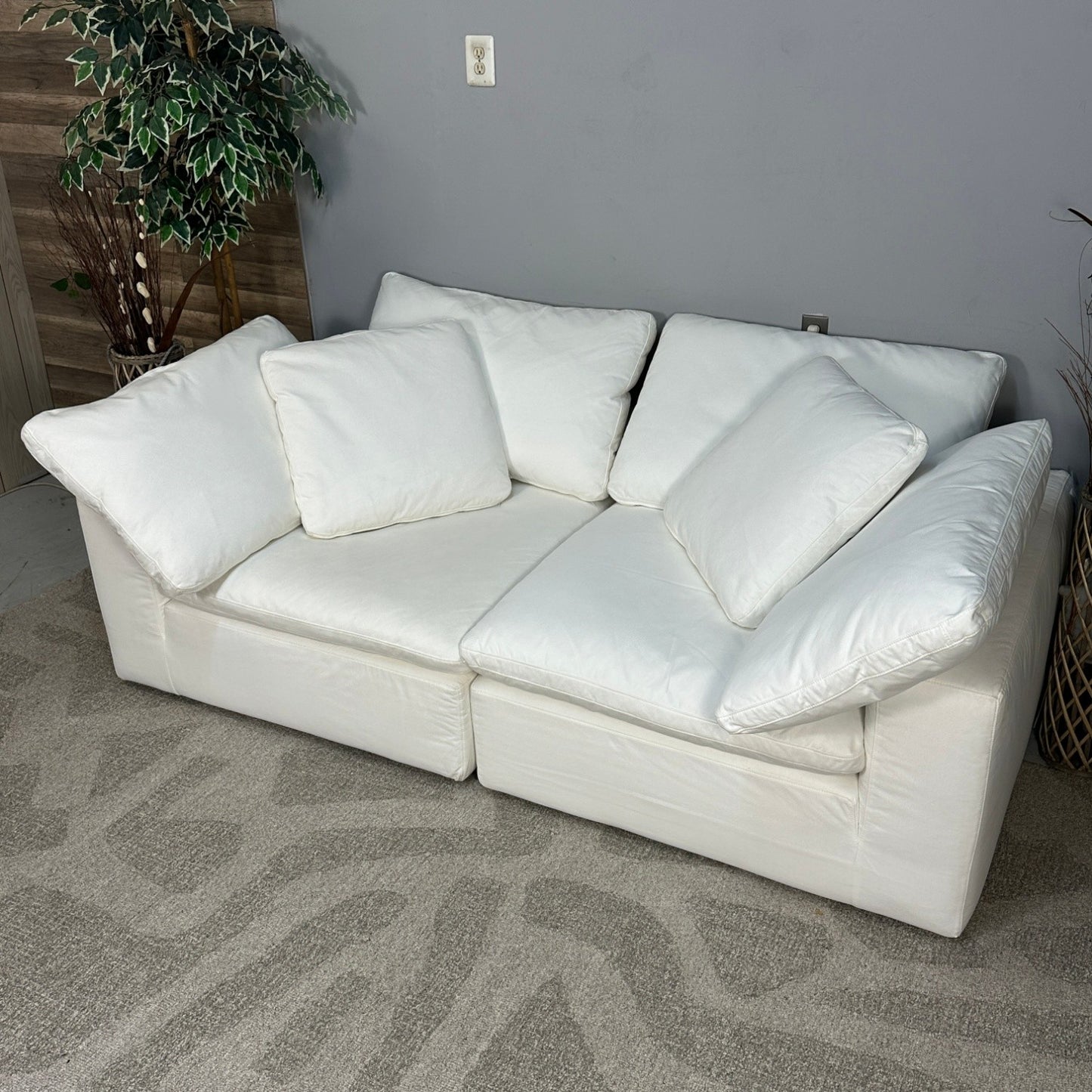 White Modular 2-Piece Cloud Couch From Sunday's