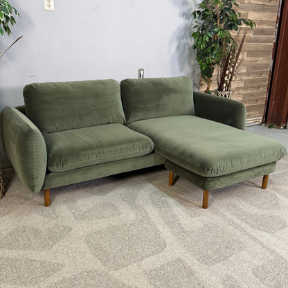 Article Sanders 85.5" Green Velvet Reversible Sectional
