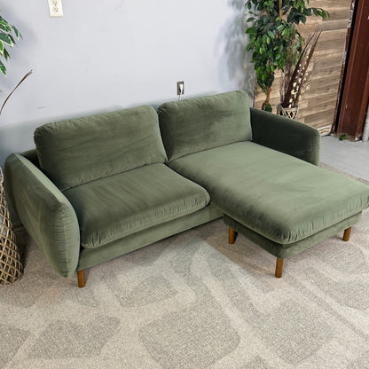 Article Sanders 85.5" Green Velvet Reversible Sectional