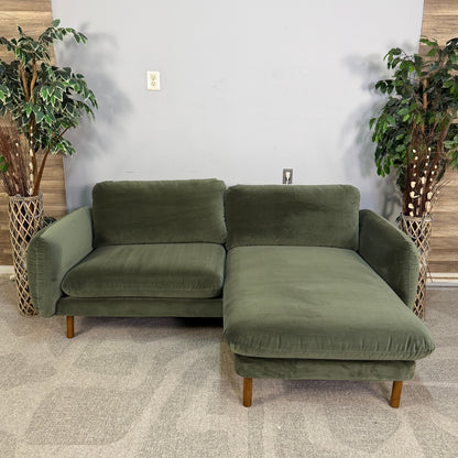 Article Sanders 85.5" Green Velvet Reversible Sectional