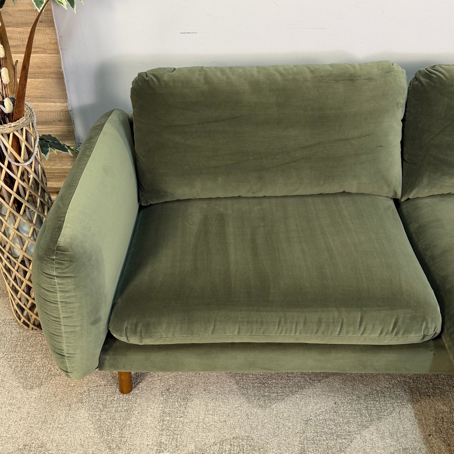 Article Sanders 85.5" Green Velvet Reversible Sectional