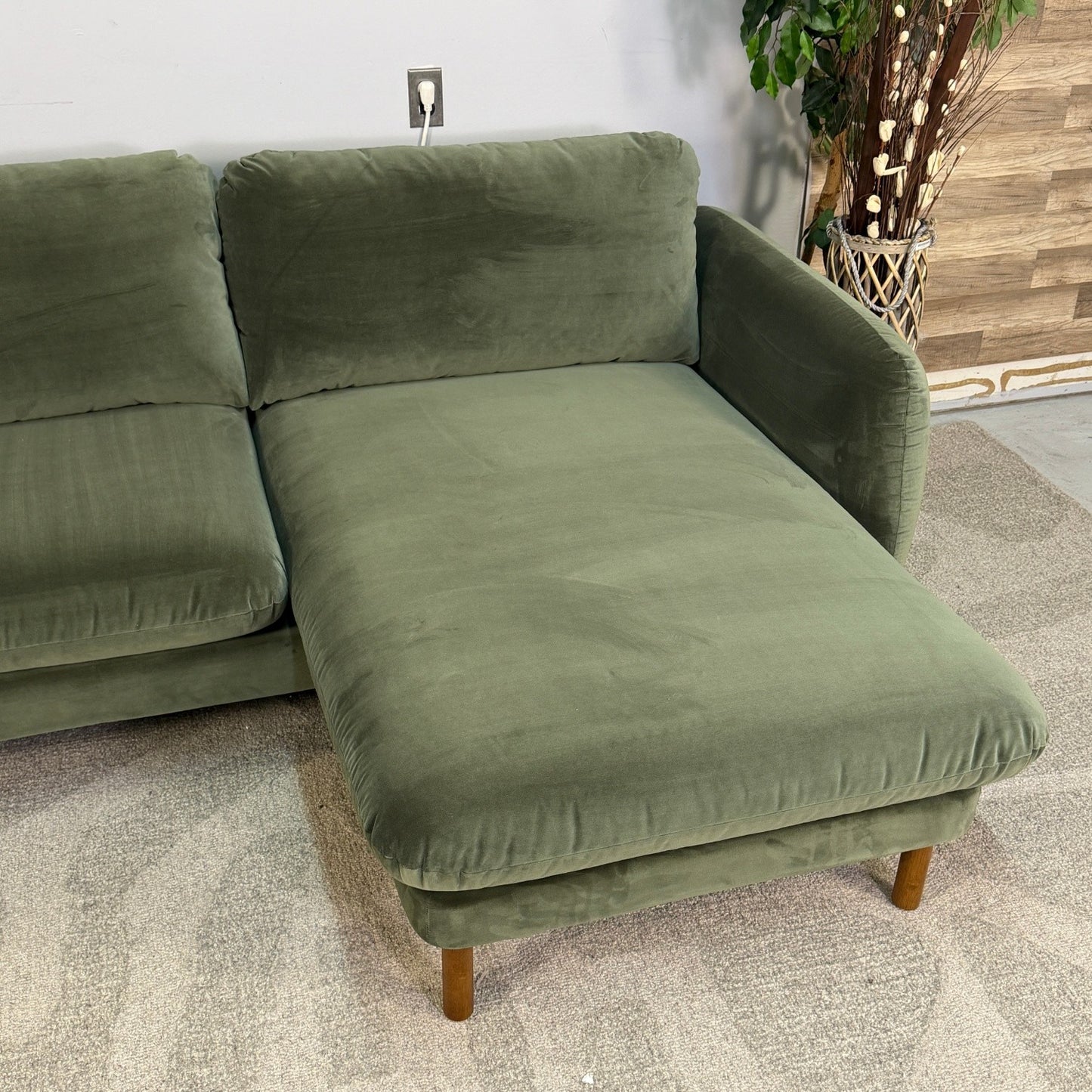 Article Sanders 85.5" Green Velvet Reversible Sectional