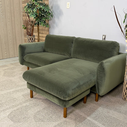 Article Sanders 85.5" Green Velvet Reversible Sectional