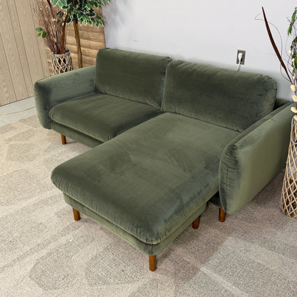 Article Sanders 85.5" Green Velvet Reversible Sectional
