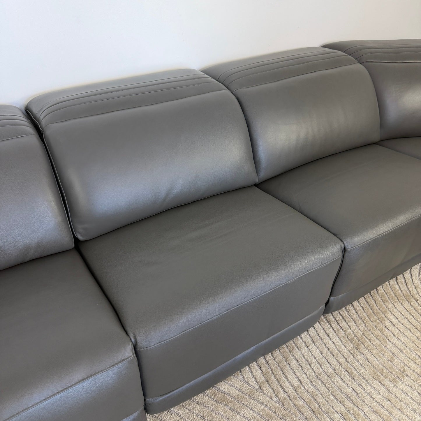 Karson Grey Leather Power Reclining Sectional