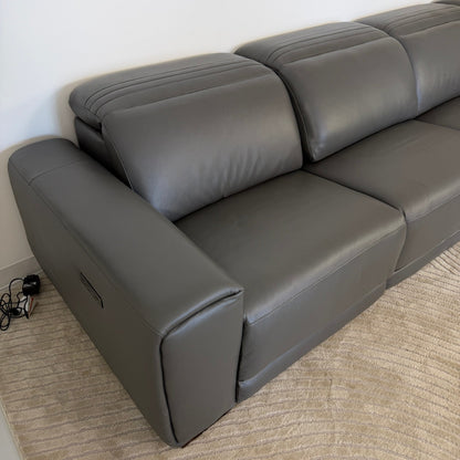 Karson Grey Leather Power Reclining Sectional