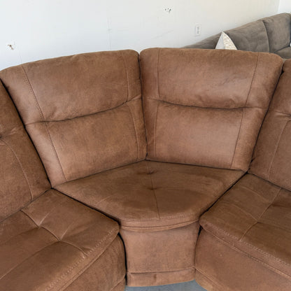 Simms Brown Fabric Power Reclining Sectional