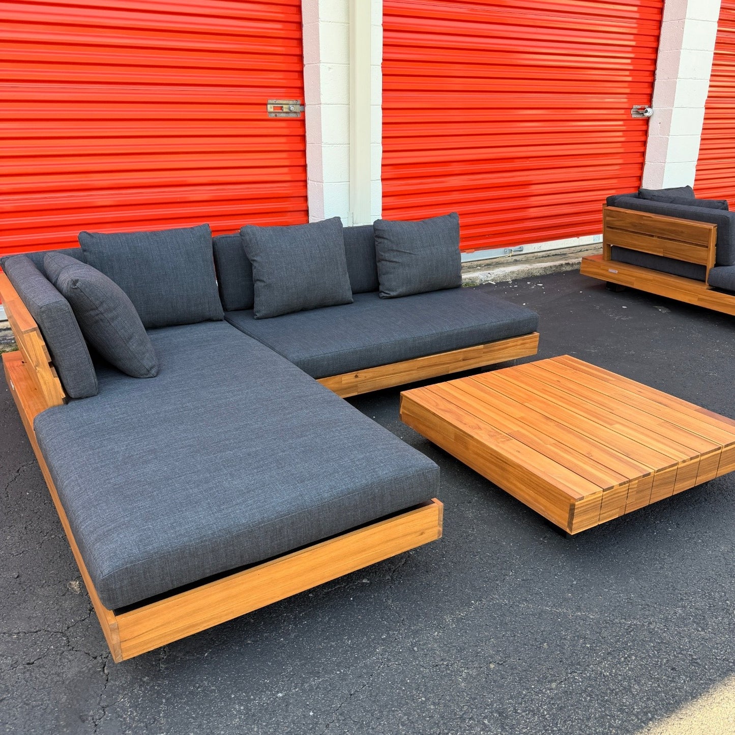 Article Lubek 82.5" Outdoor Low Left Sectional In Slate Gray