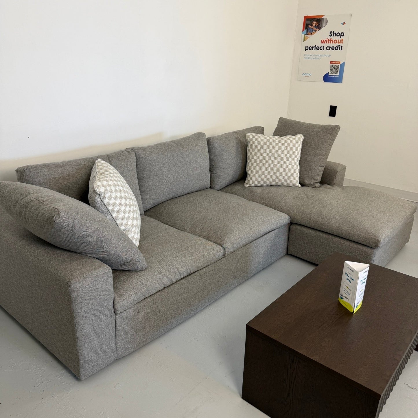 Living Spaces "Shuffle" Gray Reversible Sectional