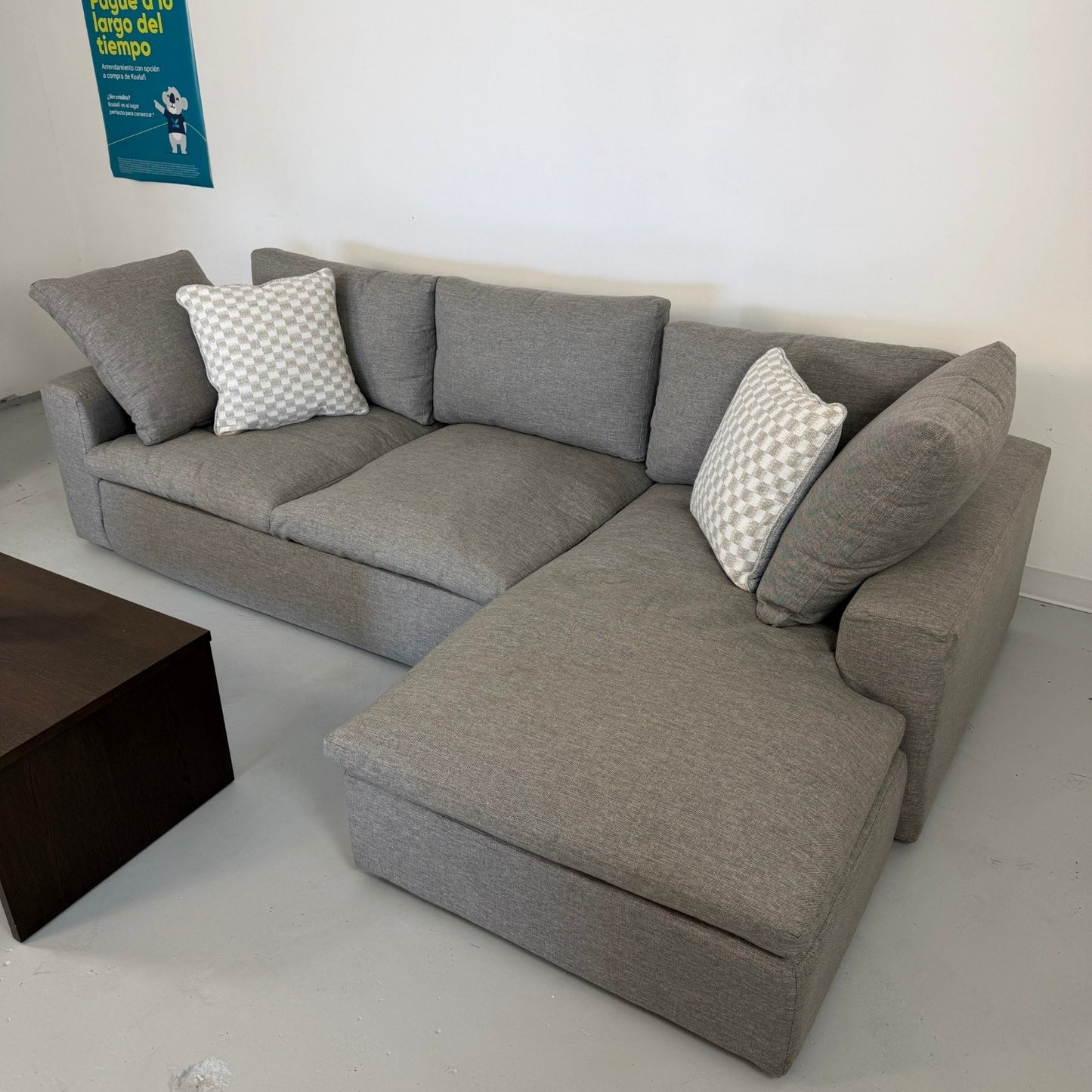 Living Spaces "Shuffle" Gray Reversible Sectional