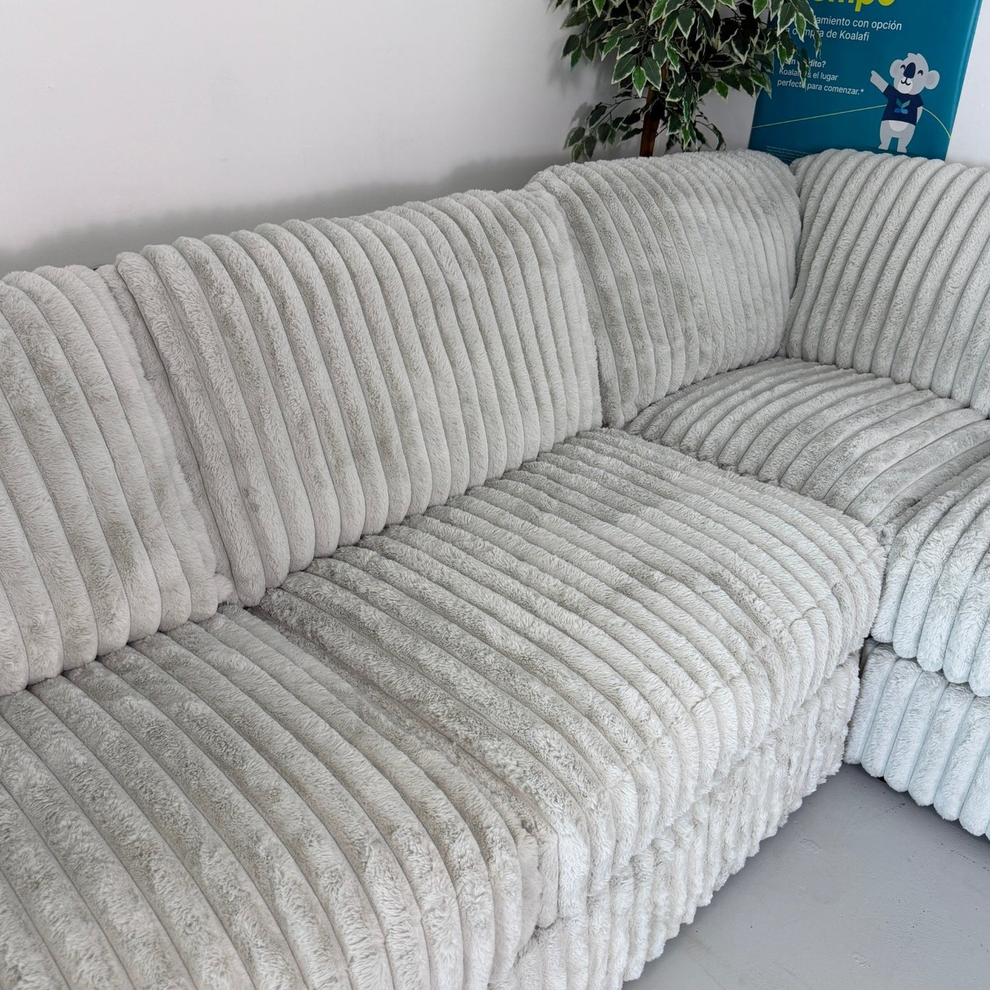Ashley "Stupendous" Gray 4-Piece Corduroy  Sectional