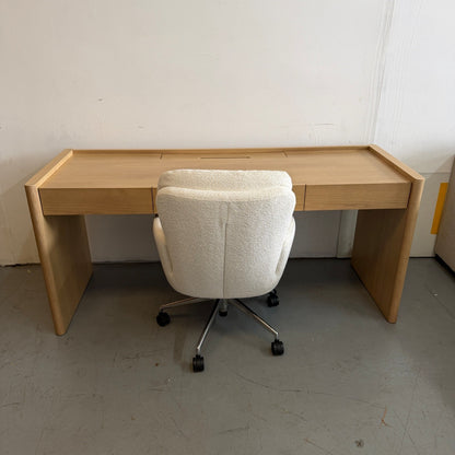 Article Bea Executive Office Chair In Ivory Wool Bouclé