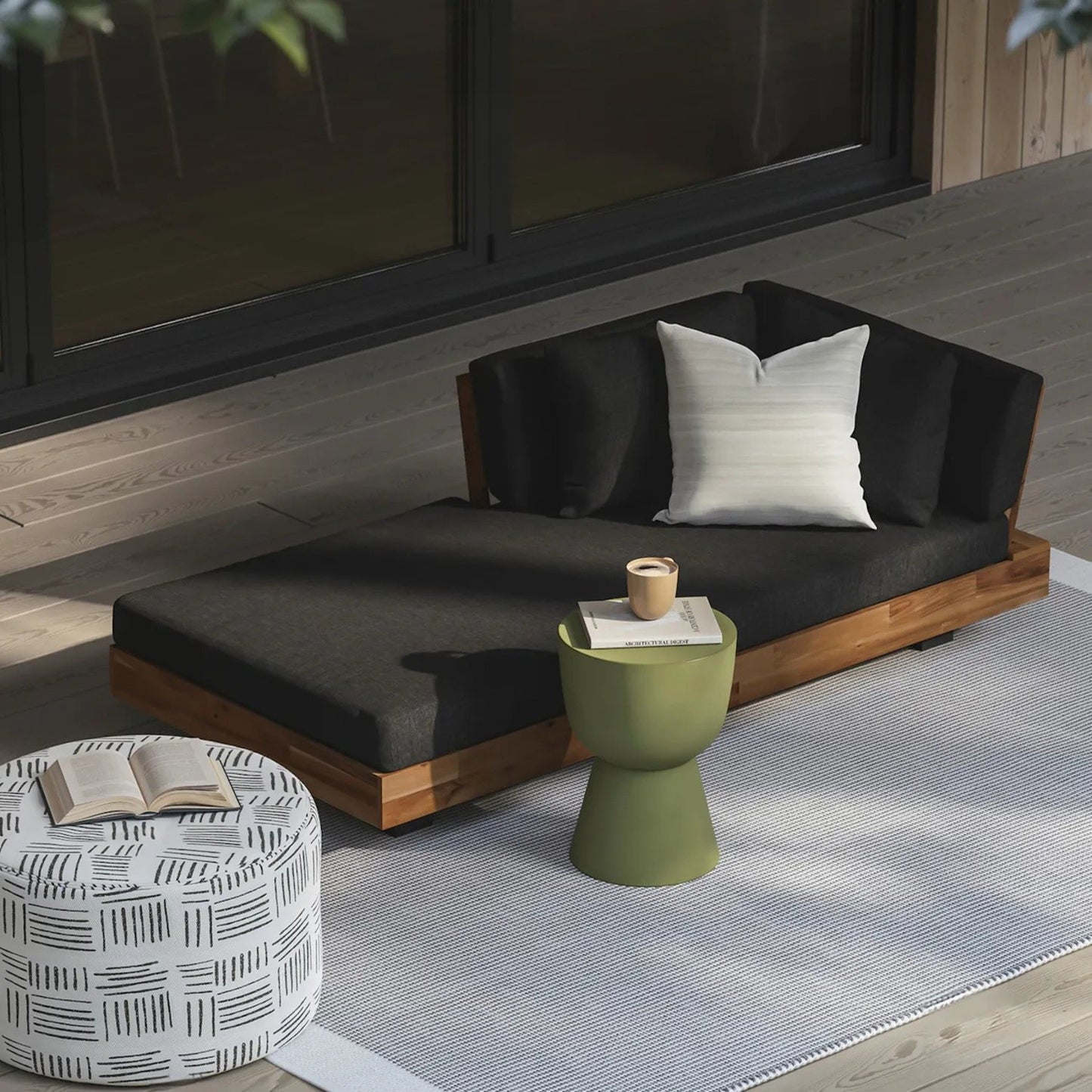 Article Lubek 69.25" Outdoor Low Left Chaise Lounge In Slate Gray