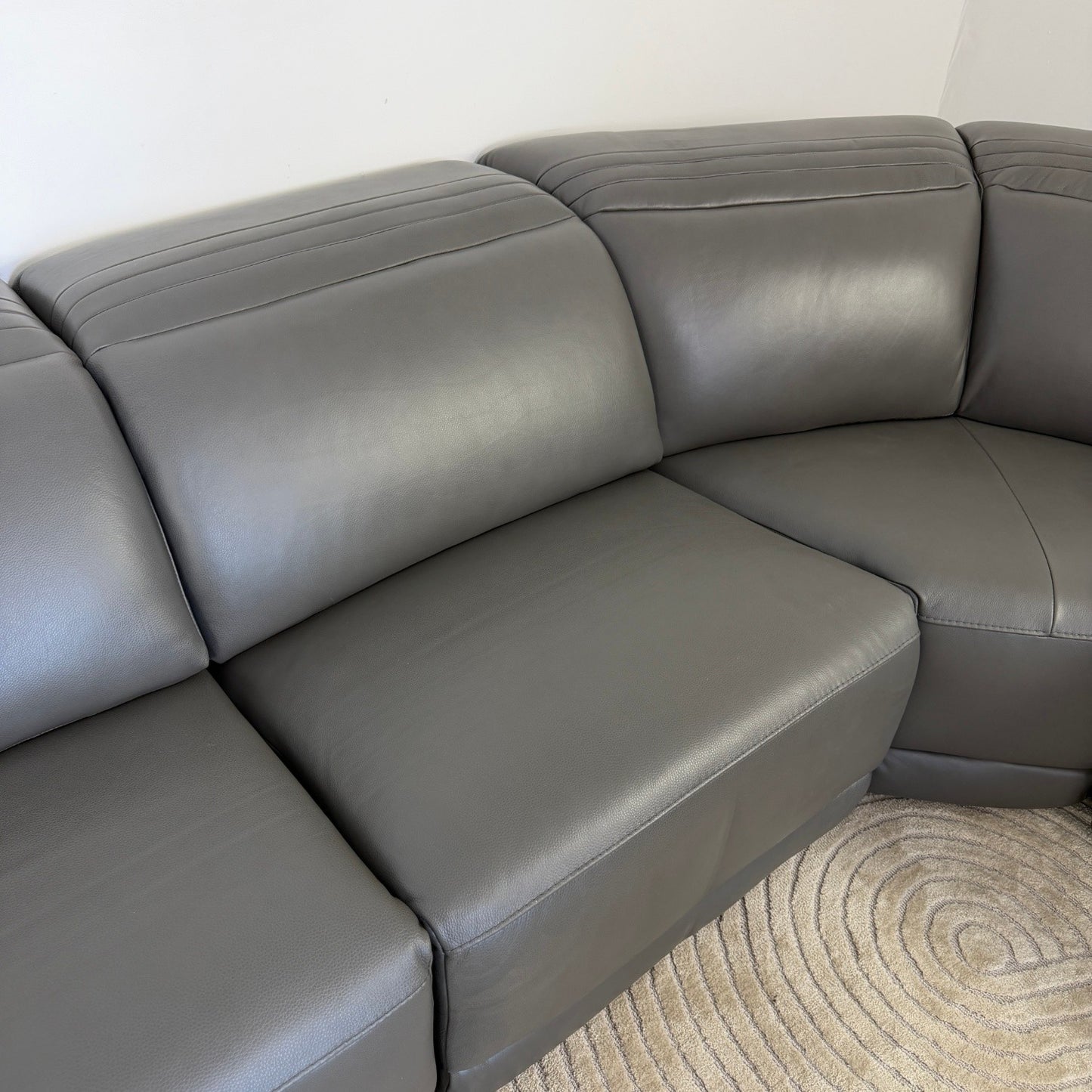 Karson Grey Leather Power Reclining Sectional